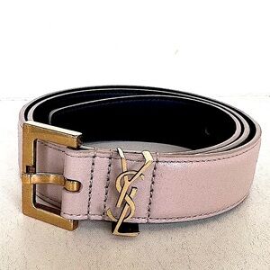 Saint Laurent YSL 32” (80cm)Calf Leather Belt, Dark Beige, 3cm wide, Never Worn